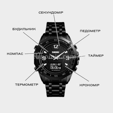 Часы мужские тактические Skmei Kompass PRO Black