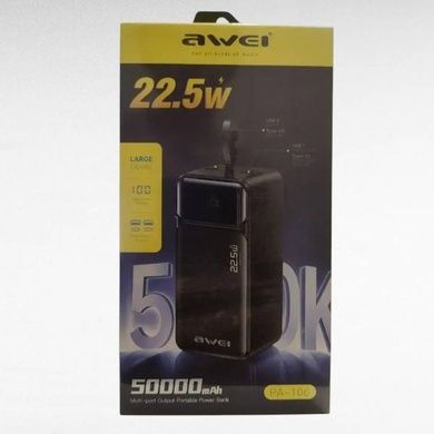 POWER BANK 50000mah PA106 22.5W AWEI Чорний