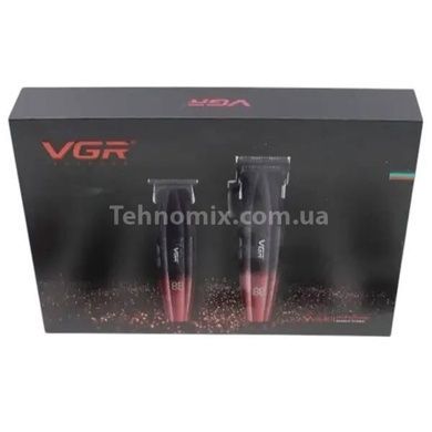 Комплект акумуляторний триммер та машинка для стрижки волосся VGR V-640 Чорний з червоним