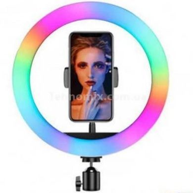 Лампа кольцевая светодиодная RGB 20 см с зажимом и держателем для телефона LJJ20 USB Черная