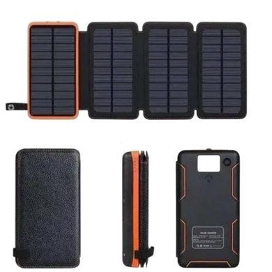 Power Bank із сонячною зарядкою в розкладному чохлі 10000mAh Solar Charger Power Bank Чорний із помаранчевим
