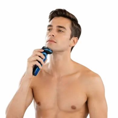 Электробритва аккумуляторная роторная с двойным лезвием VGR V-313 BLUE Черная с синим