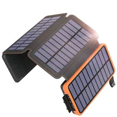 Power Bank із сонячною зарядкою в розкладному чохлі 10000mAh Solar Charger Power Bank Чорний із помаранчевим
