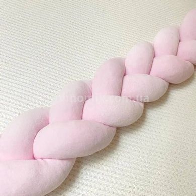 Бортик в детскую кроватку Косичка 120*18см ткань Велюр Bimbo Розовая
