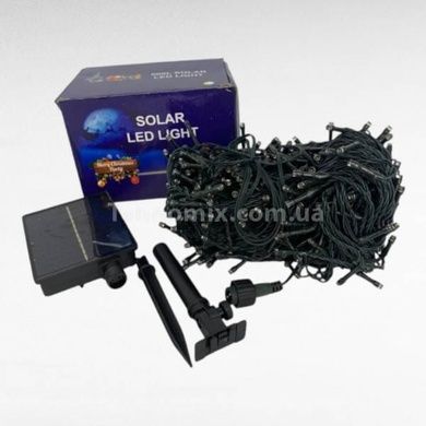 Гирлянда уличная с солнечной панелью 50м 500LED Черный провод, теплый свет
