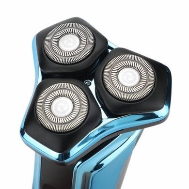 Электробритва аккумуляторная роторная с двойным лезвием VGR V-313 BLUE Черная с синим