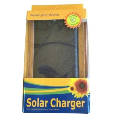 Power Bank із сонячною зарядкою в розкладному чохлі 10000mAh Solar Charger Power Bank Чорний із помаранчевим