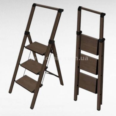 Лестница-стремянка домашняя раскладная на 3 ступеньки ladder AND L0103 Коричневая