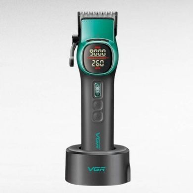 Машинка для стрижки аккумуляторная с 10 сменными насадками VGR V-885C GREEN Черная с зеленым