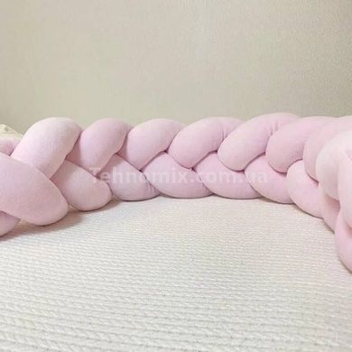 Бортик в детскую кроватку Косичка 120*18см ткань Велюр Bimbo Розовая