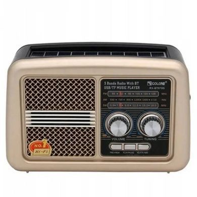Радіоприймач із сонячною панеллю RX BT978S USB, MP3 Золото