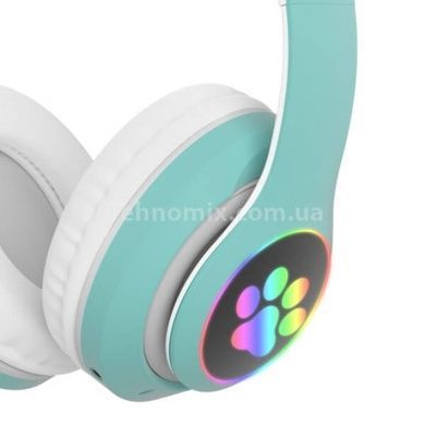 Беспроводные Bluetooth-наушники с кошачьими ушками LED CAT EAR P33 бирюзовые