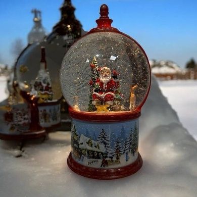 Шар новогодний с подсветкой от батареек и USB 20*10*10 Белый Санта Клаус