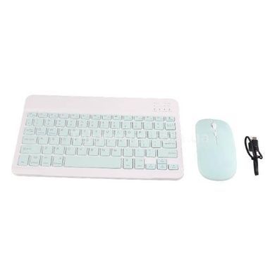 Клавиатура и мышка беспроводная Bluetooth KIT Белая с бирюзовым