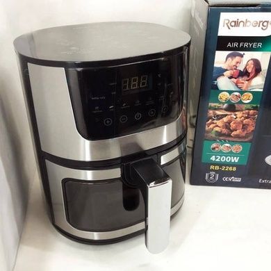 Аерофритюрниця з чашею з антипригарним покриттям 8л 4200Вт Rainberg RB-2268 Чорна