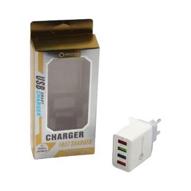 Зарядное устройство Fast Charge 220v на 4 USB D22 Белый