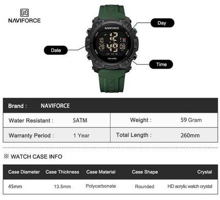 Часы мужские тактические Naviforce Europe Black