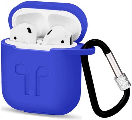 Чохол для AirPods силіконовий з карабіном Синій