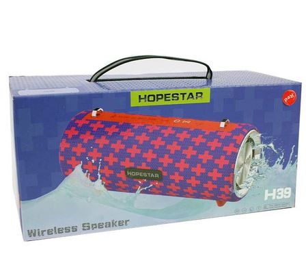 Портативная Bluetooth колонка Hopestar H39 с влагозащитой Синяя с красным