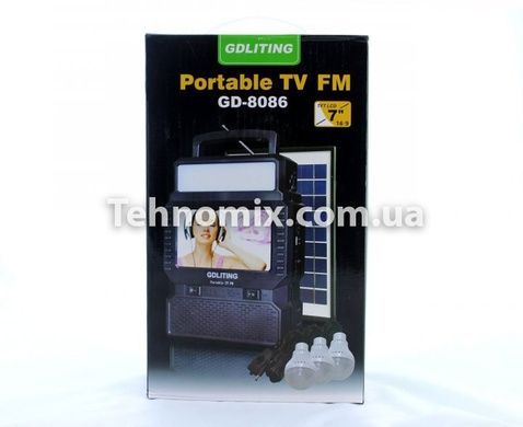 Портативная станция TV FM GDLite GD-8086 (cолнечная)