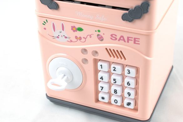 Дитячий сейф-скарбничка piggy bank з кодовим замком персиковий (з ключем)