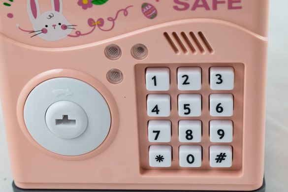 Детский сейф-копилка piggy bank с кодовым замком персиковый ( с ключом)