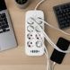 Удлинитель 8*220V, 3USB, 2 Type-C 2500W 5м Power Socket Белый