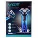 Электробритва аккумуляторная роторная с двойным лезвием VGR V-313 BLUE Черная с синим