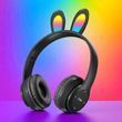 Наушники детские беспроводные с заичьими ушками Bluetooth P47R Черные