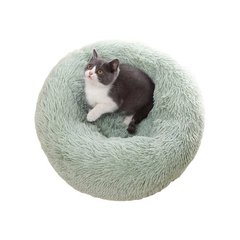 Лежанка пухнастик для котів та собак 40 см Зелена