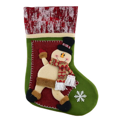 Носок новогодний для подарков Снеговик со снежинкой 47*30см