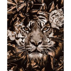 Картина по номерам Strateg ПРЕМИУМ Тигр в листе с лаком размером 40х50 см (SY6710)