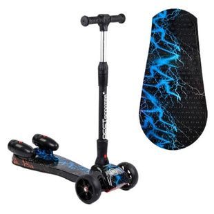 Самокат трехколесный с парогенератором и музыкой, складной руль Best Scooter MAXI Голубые молнии
