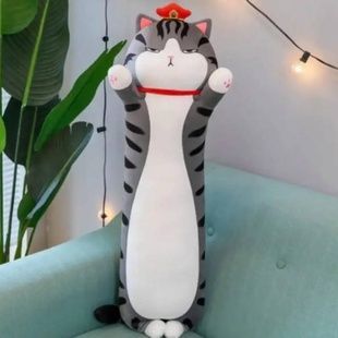Игрушка мягкая Кот-батон полосатый 107см М 16945 Серый