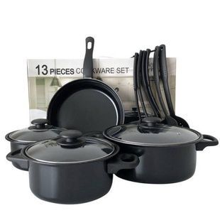 Набір посуду + кухонне приладдя 13 предметів Cookware Set Чорний