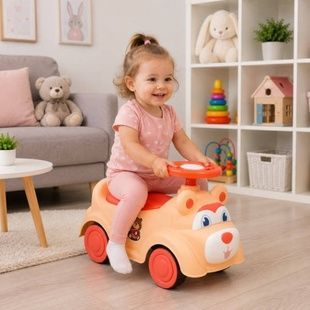 Толокар Joy RY-94515 Мишка со звуками, подсветкой и багажником Желтый