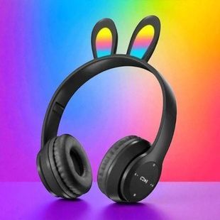 Наушники детские беспроводные с заичьими ушками Bluetooth P47R Черные