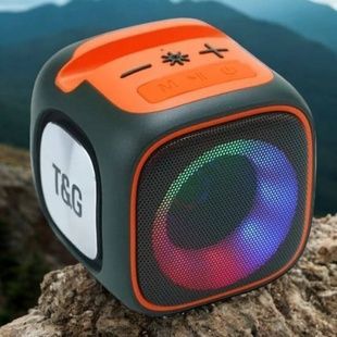 Колонка Bluetooth кубик c функцией speakerphone с радио TG359 Зеленая с оранжевым