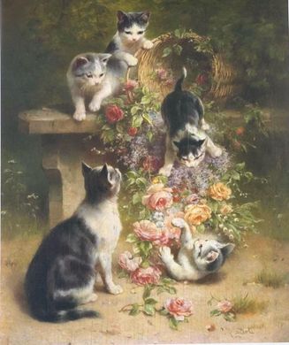 Картина по номерам RA3940 "Котята с цветами" 40*50см в коробке