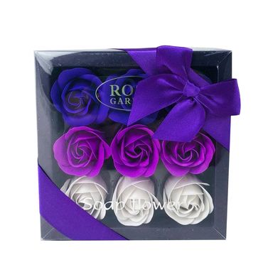Подарунковий набір з трояндами з мила Soap Flower 9 шт Фіолетовий