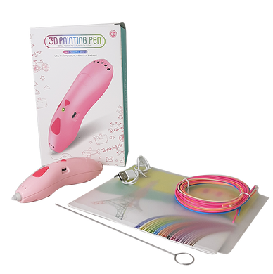 3Д ручка акумуляторна з трафаретами і пластиком для малювання 3Д Pen Рожева