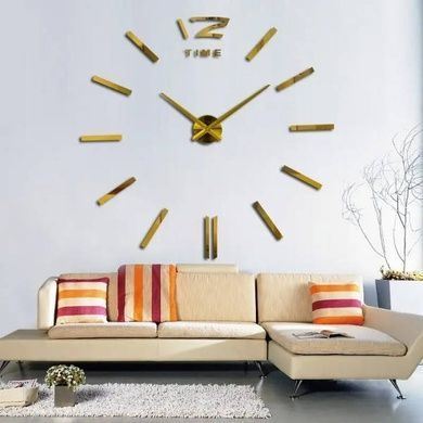 Часы настенные "Сделай сам" большие без цифр 3D DIY CLOCK Gold