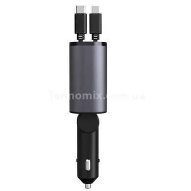 Зарядний пристрій зі шнурами та USB у прикурювач автомобіля QC 3.0 PD Чорне