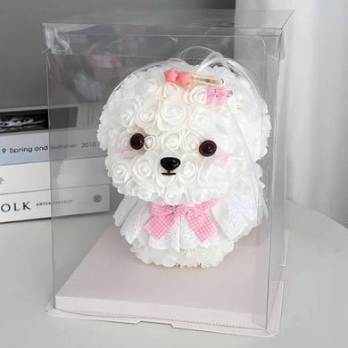 Сувенир подарочный Мальтийская Болонка из роз 24*24*30см KR-22 Белая