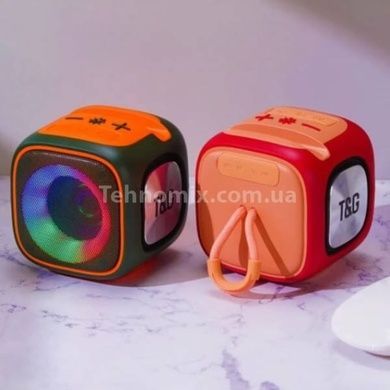 Колонка Bluetooth кубик c функцией speakerphone с радио TG359 Зеленая с оранжевым