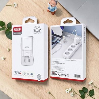 Сетевое зарядное устройство блок питания XO CE05 PD30W+QC3.0 18W fast charger Белое