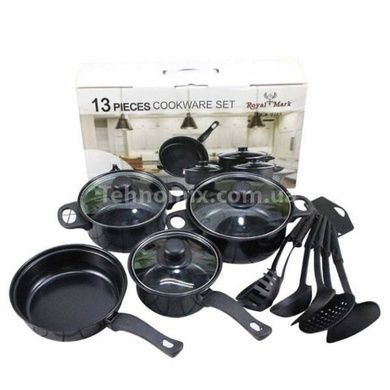 Набор посуды + кухонные принадлежности 13 предметов Cookware Set Черный