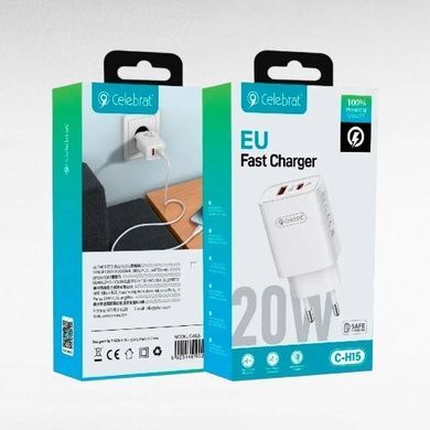 Зарядний пристрій 20W USB/C C-H15 Fast CELEBRAT Біле