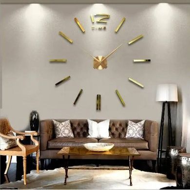Часы настенные "Сделай сам" большие без цифр 3D DIY CLOCK Gold