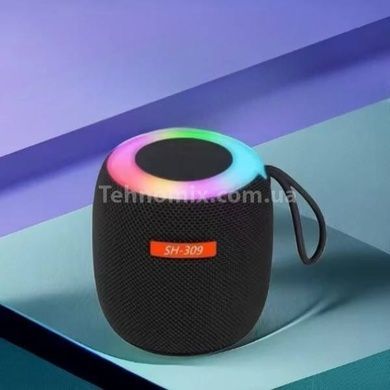 Колонка аккумуляторная Bluetooth с подсветкой SH 309 BT BLK/BLUE/SILVER Черная